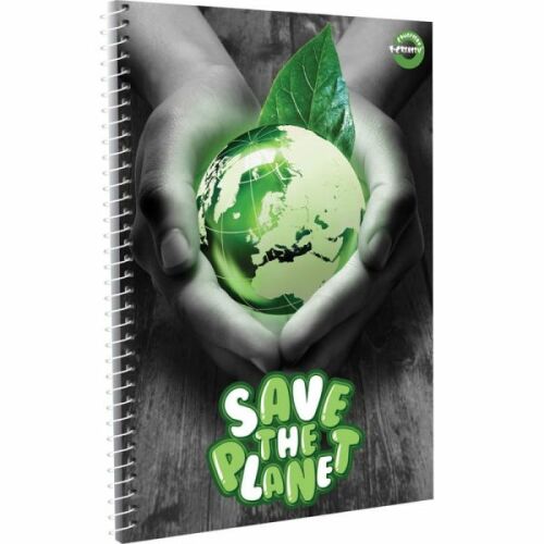 T-Creatív A4 spirálfüzet, Save the Planet design, kockás