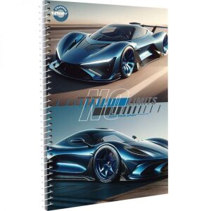 T-Creatív A4 spirálfüzet kék sportautó mintával, kockás lapokkal - T-Creativ