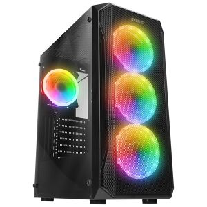 Carcasă PC Everest X-Racer cu ventilatoare RGB LED și panou lateral din sticlă - Carcase PC