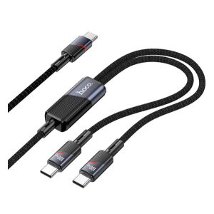 HOCO U139 adatkábel 2in1 Type-C - 2 Type-C, cipőfűző, FEKETE 132261796 - Hoco
