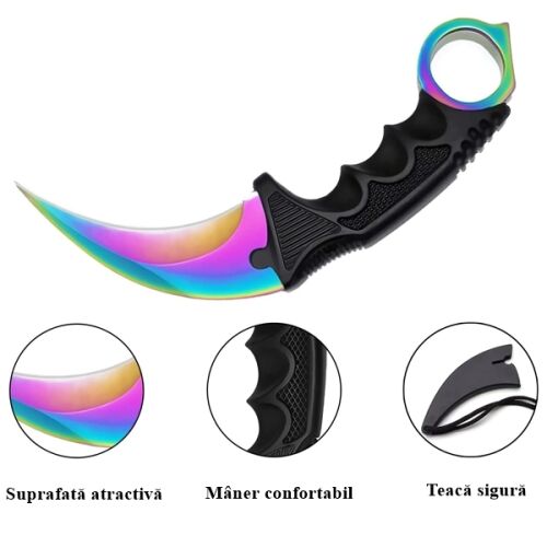 Set aus zwei Karambit-Messern, 19 cm, mehrfarbig, inklusive Scheide 135876002