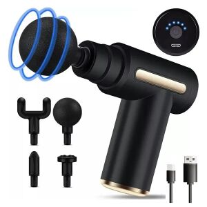 Vibračná masážna pištoľ s LED displejom, napájaná batériami, 4 hlavice 132279118 - Rehabilitačná pomôcka