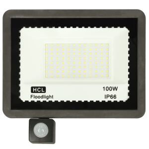 100 W LED mozgásérzékelős reflektor, 6500 K, 2-10 m hatótáv