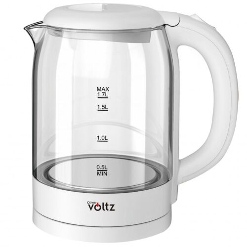 Oliver Voltz OV51230X elektromos üveg vízforraló, 1.7L kapacitás, fehér 