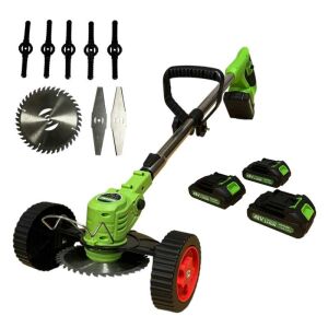 16-dielna akumulátorová kosačka a vyžínač s kolieskami a 3 batériami - Kosačky na trávu a orezávačky