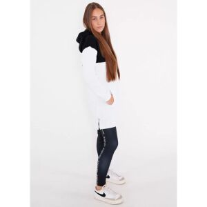 KIXMI Tiara fehér és fekete hosszú kapucnis pulóver nőknek, oldalnézet - Női pulóver