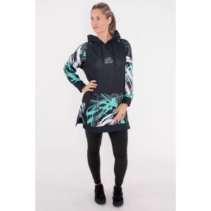 Altisport női fekete és türkiz hosszított funkcionális pulóver modellen, elölnézet - Női ruházat