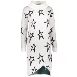 KIXMI TONYA fehér csillagmintás pulóver ruha elölnézet - Női pulóver