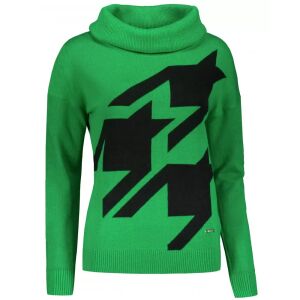 ALTISPORT DELLA zöld garbós pulóver fekete mintával - Női pulóver