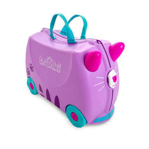Trunki Cassie a cica gyerek bőrönd, lila színű, türkiz kerekekkel - Trunki