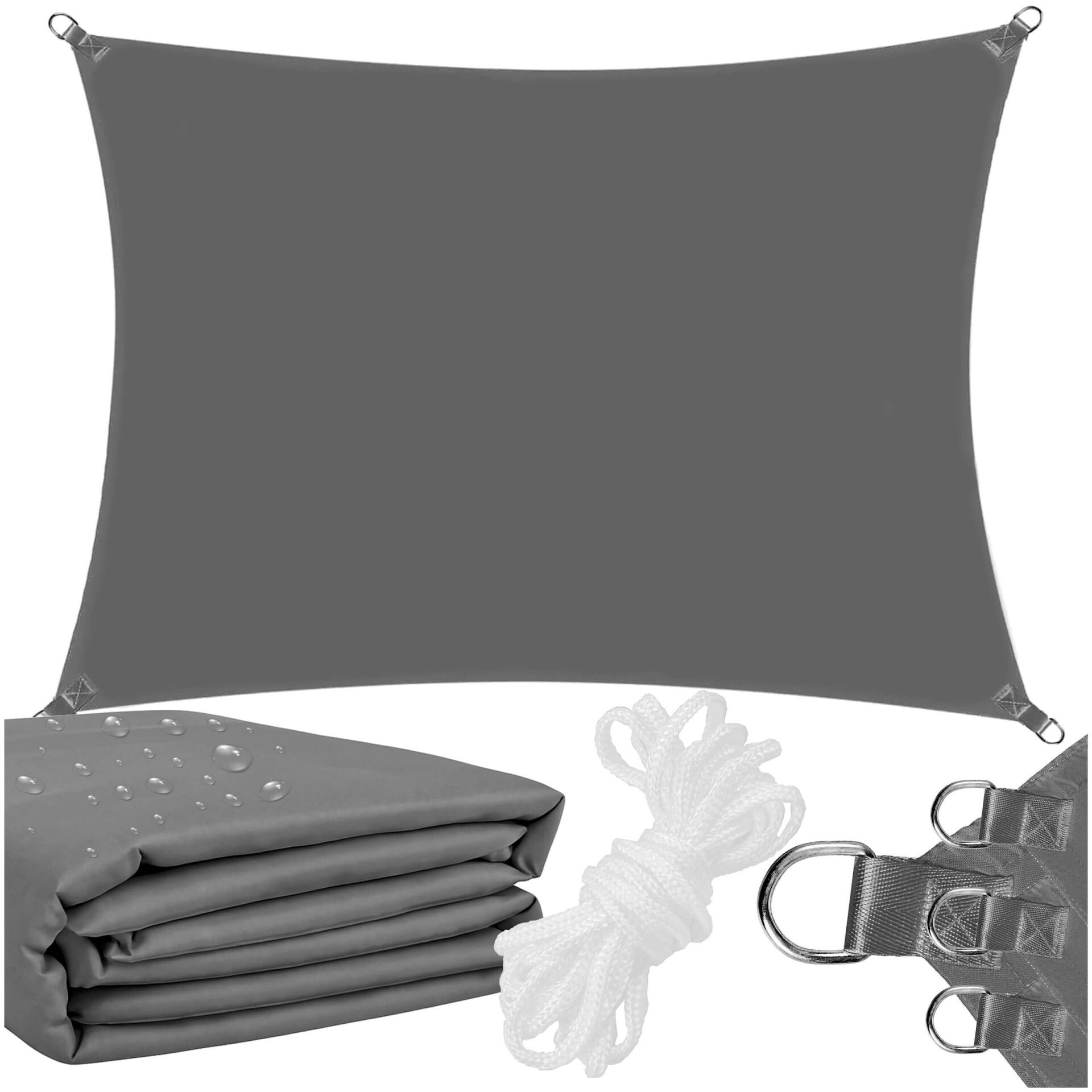 E-shop Springos nepremokavá štvorcová slnečná plachta 160 g/m2 4x3m - Grafitová