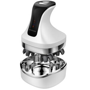 Aparat pentru masaj capilar, Masaj scalp, Rezistent la apa, Capete din silicon, Stimularea cresterii parului, Imbunatitirea circulatiei, alb