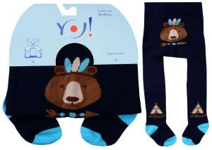 Yo! Baby pamut Harisnyanadrág fiú (80-86) #sötétkék maci 30341576