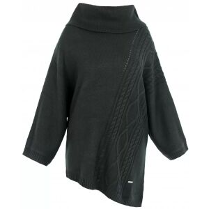 KIXMI Roslin fekete kötött túlméretezett pulóver közelről - Női pulóver