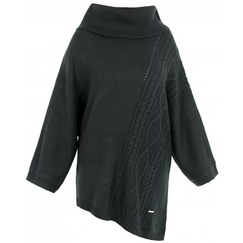 KIXMI Roslin fekete kötött túlméretezett pulóver közelről