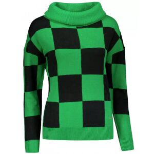 ALTISPORT DELLA zöld és fekete kockás garbós pulóver közelről - Női pulóver