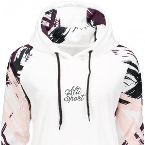 ALTISPORT Női Fehér Funkcionális Pulóver - Közelkép a Kapucniról és a Logóról - Női ruházat