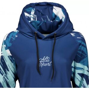 Közelkép az Altisport női kék funkcionális hosszított pulóver kapucnijáról - Női ruházat