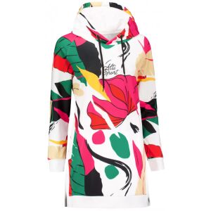 ALTISPORT női prémium fehér virágos kapucnis pulóver, hosszú ujjú felső - Női ruházat