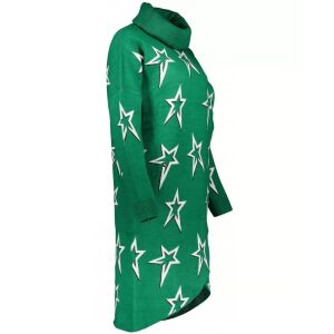 Oldalnézet a KIXMI TONYA zöld csillagmintás pulóver ruháról - Női pulóver