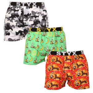 3PACK férfi bő szárú boxeralsók Styx art sportos gumipánt többszínű (3B13497) M 132401728 - Férfi ruházat