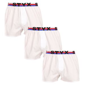 3PACK férfi bő szárú boxeralsók Styx sportos gumipánt fehér tricolor (3B2061) L 132405361 - Férfi ruházat