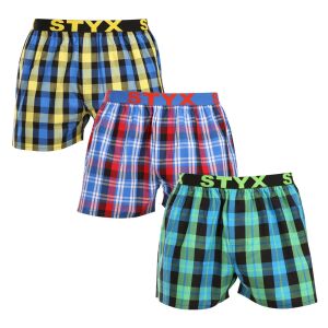 3PACK férfi bő szárú boxeralsók Styx sportos gumipánt többszínű (3B103739) XL 132405571 - Férfi ruházat