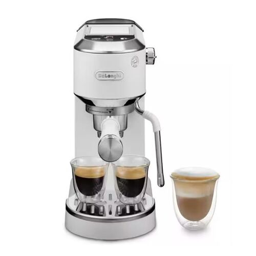 Espressor DeLonghi EC890.WI alb preparând cafea
