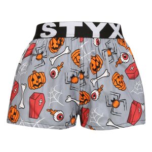 Gyerekek bő szárú boxeralsók Styx művészet sportos gumipánt Halloween koporsók (BJ1752) 12-14 éves