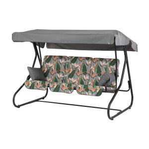 Patio Sorrento 4 személyes hintaágy szürke vázzal és virágmintás párnákkal - Hintaágy