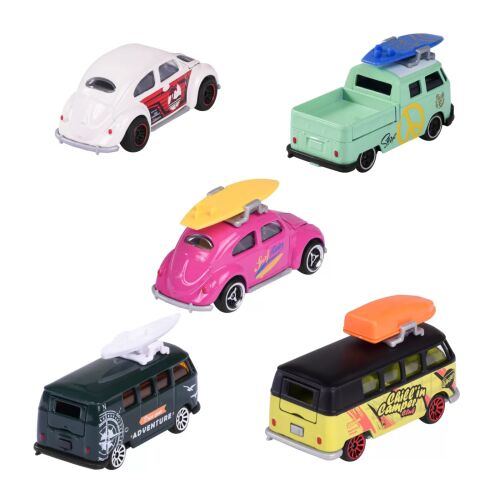 Majorette Volkswagen 5 darabos fém autó készlet, 7,5 cm, Beetle és T1 modellekkel - Játék autó