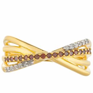 Arannyal Bevont Ezüst Gyűrű Vörös Gyémánttal és Fehér Gyémánttal, PCY11191/54 132431601 - Női kiegészítő