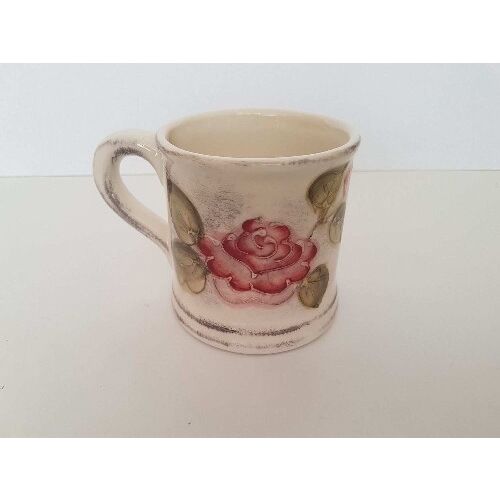 Domboru mintás egyenes bögre, virágos bordó, kerámia, kézzel festett 3,5dl 132431673