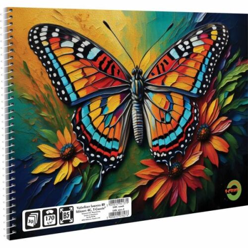 T-Creatív spirálos vázlatfüzet - B5 - pillangós