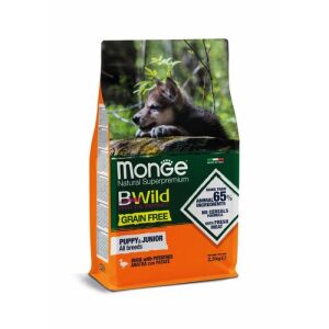 MONGE BWild Grain Free Puppy & Junior 2,5kg gabonamentes, teljes értékű kölyökeledel kacsahússal és burgonyával 132463176 - Állattartás