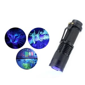 Mini UV-érzékelős zseblámpa, alumínium, vízálló, fekete, 9 cm