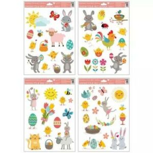 Naklejki na okno z króliczkiem wielkanocnym, różne wzory, arkusz 30x20 cm - Projektowanie wnętrz