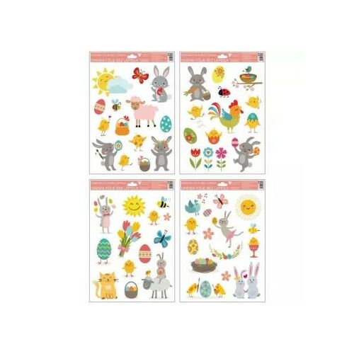 Uskrsne naljepnice za prozore sa zečićem, razni dizajni, list 30x20 cm