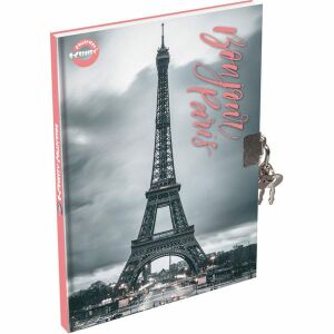 Párizs Eiffel tornyos emlékkönyv lakattal - sima lapokkal - A5 132495126 - Napló