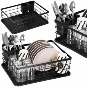 Springos Steel Dish Drying Rack - Black 132499635