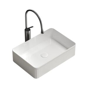 Mosdókagyló/mosogató, Zadabso®, Kerámia, modern és elegáns design, téglalap alakú, pultra szerelhető, teljes kerámia lefolyókészlet, 50x36x12 cm, fehér 132506465 - Zadabso