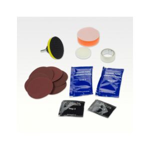 Mannol Scheinwerfer-Polierset Komponenten: Schleifscheiben, Polierpads, Paste und Versiegelung. - Mannol