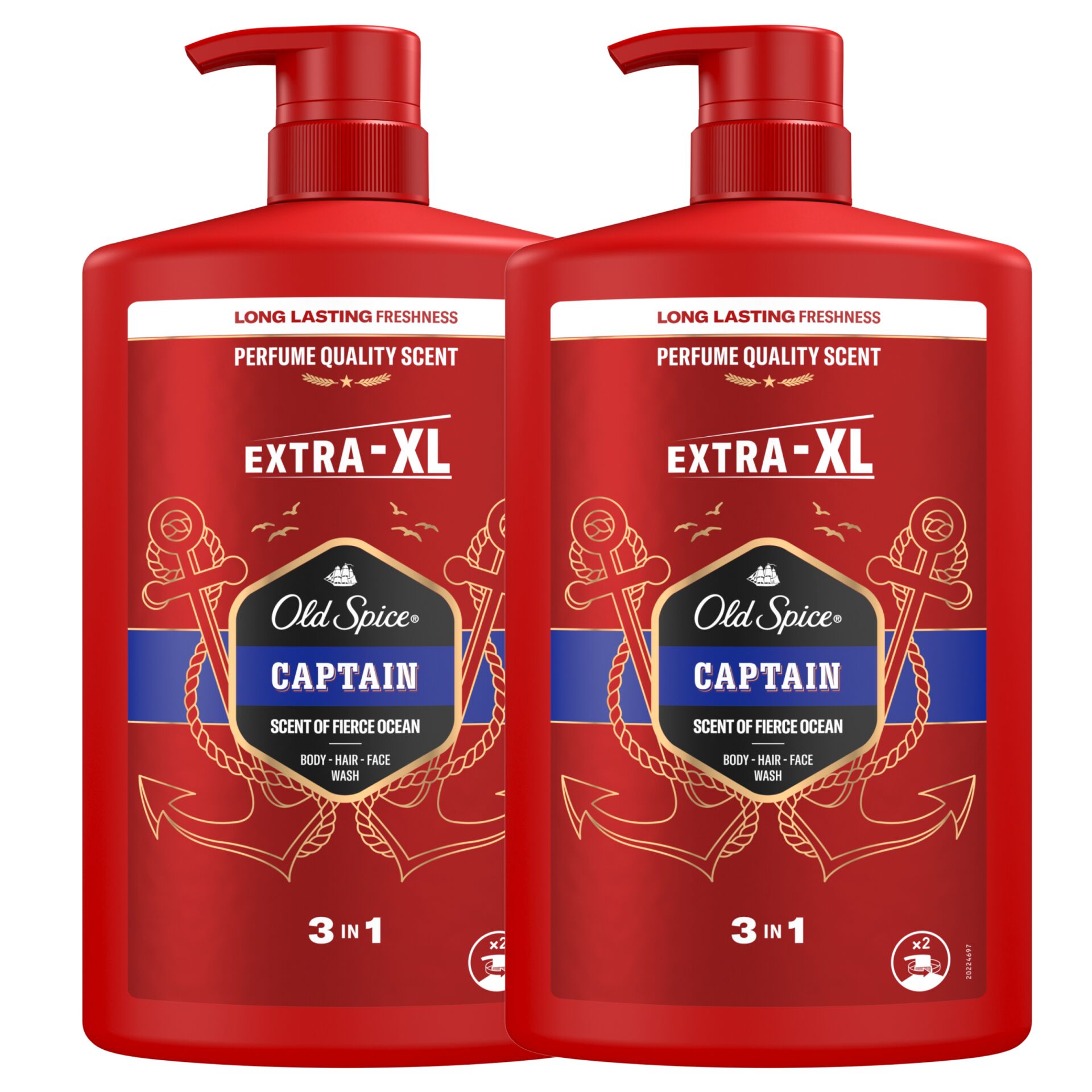 E-shop Old Spice Captain 3v1 pánsky šampón a sprchový gél 2x1000ml