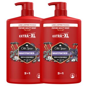 Old Spice Night Panther 3in1 Men's Shampoo and Shower Gel 2x1000ml 132515374