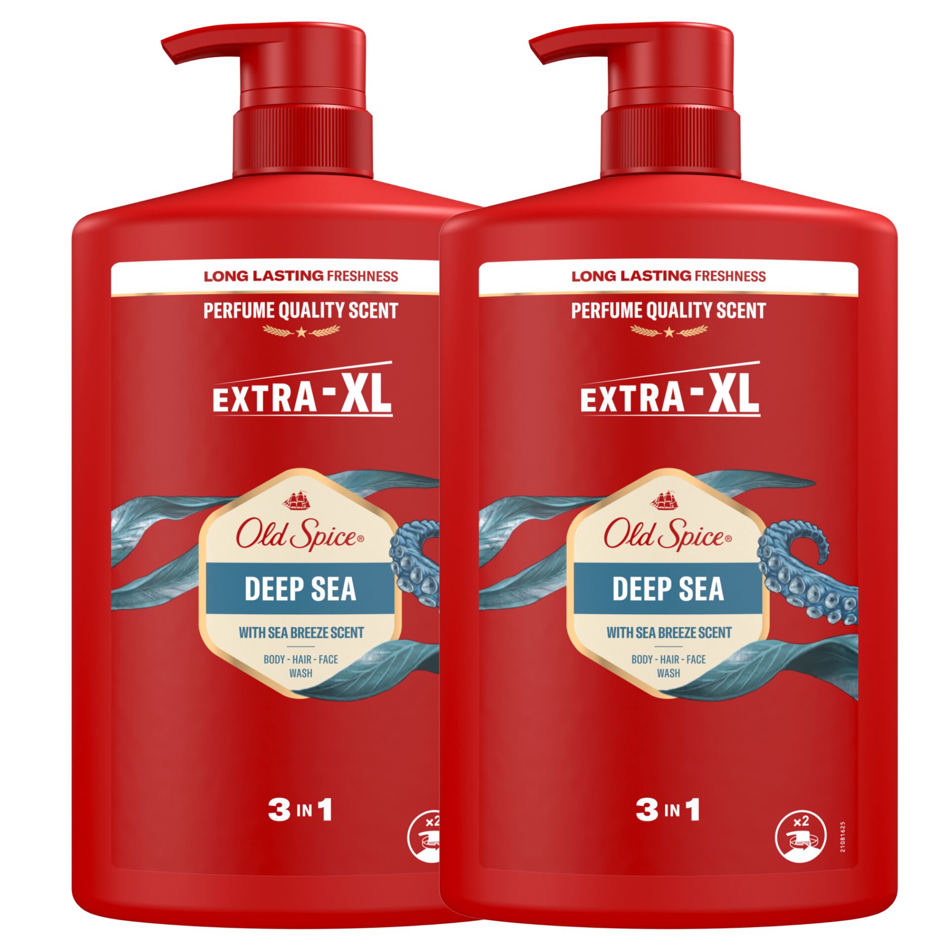 E-shop Old Spice Deep Sea 3v1 pánsky šampón a sprchový gél 2x1000ml