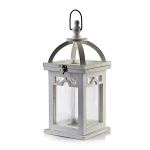 LOKKE fehér fa lámpás, 16x16x26 cm – elegáns dekoráció minden belső térhez