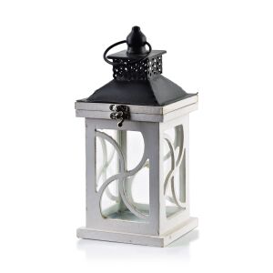 LOKKE 13x13x29,5 cm Fehér Fa Lámpás, Elegáns Dekoráció