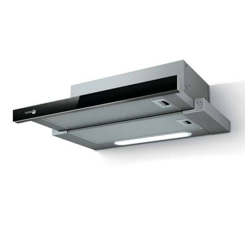 TurboAir TT14 LX/GR/VT/A/60 fekete üveg paneles páraelszívó fehér háttérrel