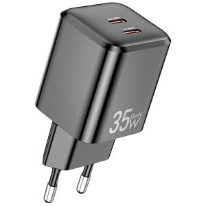 AWEI rendelje meg a hálózatot. PD65-EU 35W 2x USB-C fekete/fekete GaN