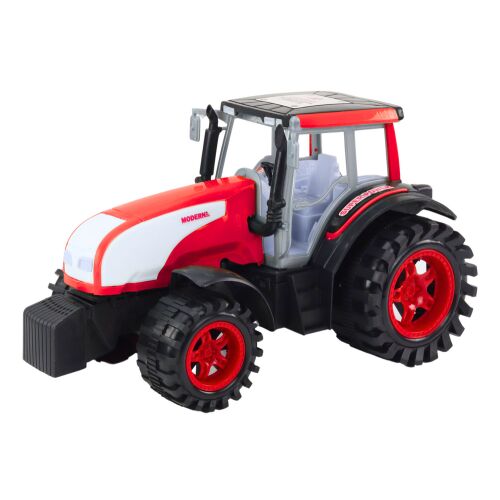 Piros játéktraktor, mezőgazdasági jármű gyerekeknek